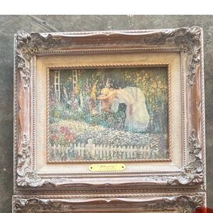 Beautiful Vintage Framed Garden Painting
